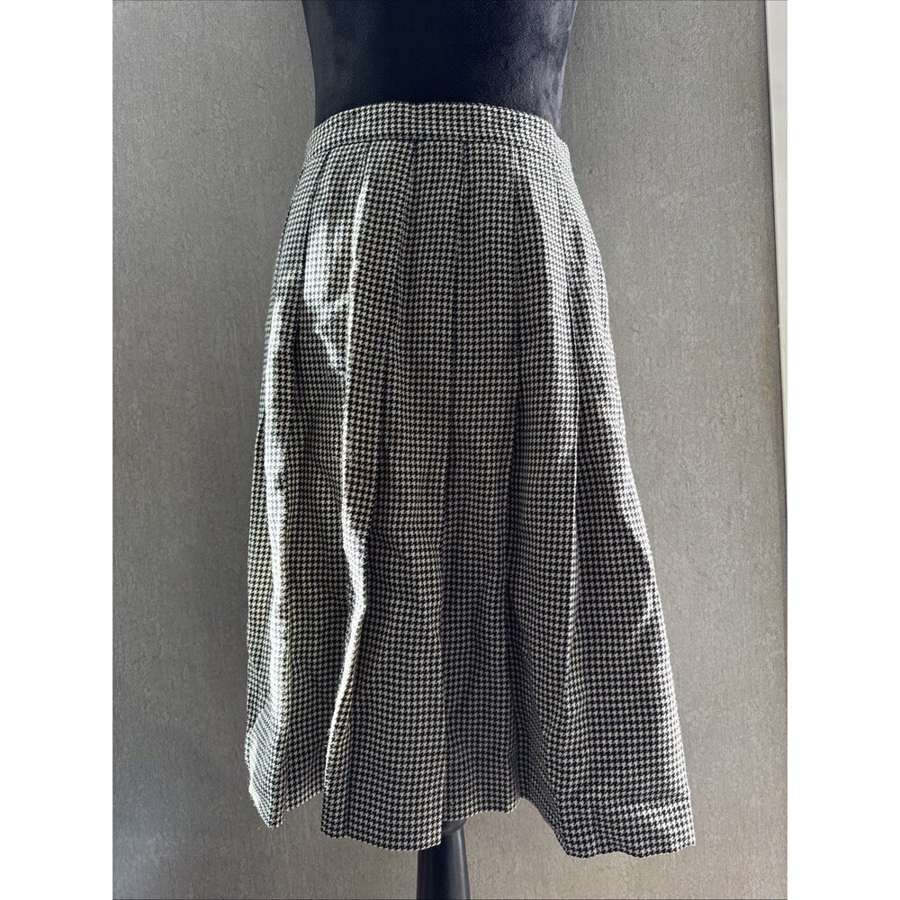 Vintage P Collections Houndstooth Pleated Midi Skirt 10 Made USA Preppy 90s